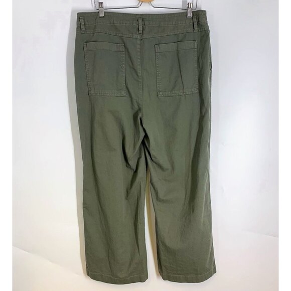 Gap Women's Loose Khaki Wide Leg Cropped Flat Front Chinos Size 16P - Picture 2 of 14